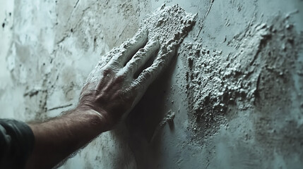  Hand Pressing Against Crumbling Wall