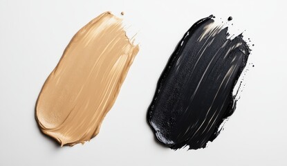 Poster - beige and charcoal paint swatches on white background