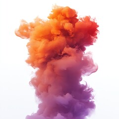 Poster - Orange and Purple Ink Cloud Abstract Swirling on White Background