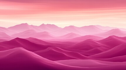 Poster - a warm glow is cast across the rolling dunes as the sun rises over a red desert landscape