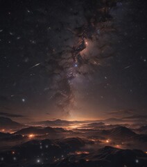Wall Mural - Dark velvet sky ablaze with countless glittering stars ,  astrophotography,  night,  cosmic