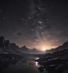 Wall Mural - Inky black sky ablaze with diamond-like starlight ,  dark,  image,  glitter