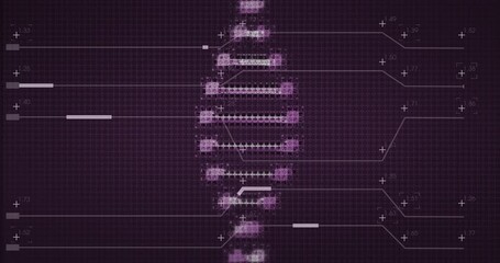 Aufkleber - Digital panel displaying vertical stack glowing magenta nodes linking wave bands numeric labels