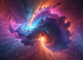 Wall Mural - Swirling nebula-like gradients, cosmic color shifts,  ambience,  abstract