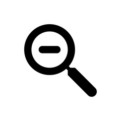 Poster - A black zoom out icon with a magnifying glass and a minus sign indicating reduction or decrease in size view