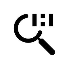Poster - A black magnifying glass icon with a bold handle and three rectangular shapes above it on a white background