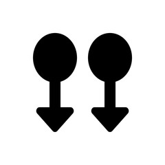 Poster - Two black downward pointing arrows with circular tops isolated on a white background in a simple style