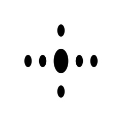 Poster - Arrangement of black circles in a cross pattern with a larger central circle on a white background plain view