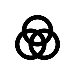 Poster - Three overlapping circles forming a trefoil knot in black on a white background creating a geometric design