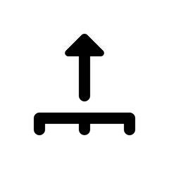 Poster - Black arrow pointing upwards from a horizontal line with three rounded supports on a white background