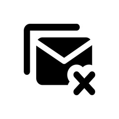Poster - Black and white icon of multiple emails with a white x symbol indicating deletion or removal of messages