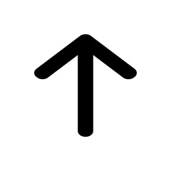 Poster - Black upward pointing arrow with rounded edges on a white background in a simple graphic illustration