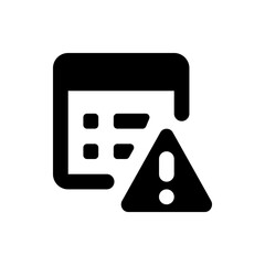 Poster - Black calendar icon with rounded corners and an alert symbol indicating a potential issue or warning event