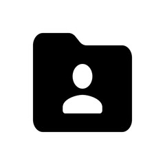 Poster - Black folder icon with a white person silhouette inside representing user data and profile information