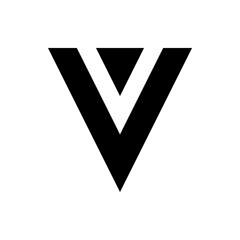 Poster - Illustration of a bold black letter v shape with a white inverted v shape in the center against white background
