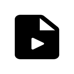 Poster - Black document icon with folded corner and white play symbol centered on the document face design element