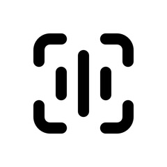 Poster - Abstract design featuring rounded corners and vertical lines creating a symmetrical composition in black and white