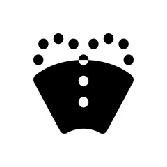 Poster - Black silhouette of a fan shape with three white circles and a row of black circles above it shown
