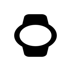 Poster - Illustration of a black smartwatch with a circular face and band against a white background design style