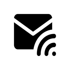 Aufkleber - black and white icon depicting an envelope with a wifi symbol indicating wireless email connection a