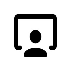 Poster - Black silhouette of a person icon inside a rounded rectangle shape on a white background simple design