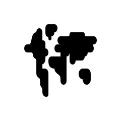 Poster - Black and white world map illustration showing continents in a simplified and rounded style design element