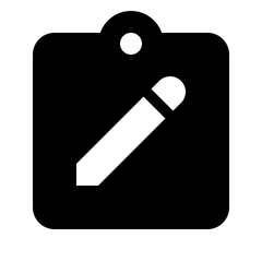 Poster - Black notepad with a white pencil diagonally across the front and a hole at the top for hanging it up