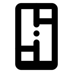 Poster - Black and white abstract design featuring a rounded rectangle with internal geometric shapes and a circle center