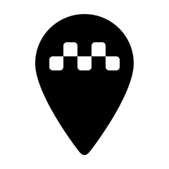 Poster - Black map pointer with a white taxi pattern indicating transportation services on a white background view
