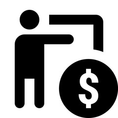 Poster - Illustration of a person figure with a dollar coin and an arrow pointing towards the person figure