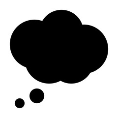 Poster - Black thought bubble with two smaller circles below representing thinking or a cloud shape on white background
