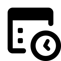 Poster - Black and white icon representing a document or checklist with a circular clock indicating time left 100