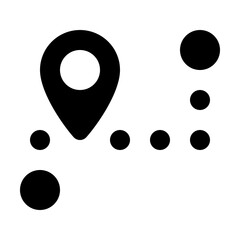 Poster - Black location pin icon with a series of black circles indicating a path or route on a white background