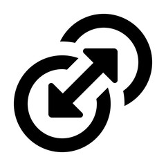 Poster - Black and white graphic featuring two overlapping circles with arrows pointing in opposite directions