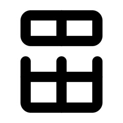 Poster - Illustration of two black geometric shapes stacked vertically with white rectangular cutouts and rounded edges