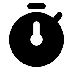 Poster - A black and white stopwatch icon showing a circular face with a white hand and top button design icon