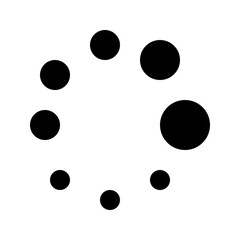 Poster - Circular arrangement of black dots varying in size on a white background forming a loading animation graphic