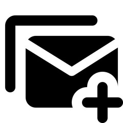 Aufkleber - Black and white illustration of an envelope with a plus sign and a file folder icon on the left side