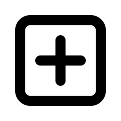 Poster - Black plus sign centered inside a rounded square shape with a white background in a simple vector style