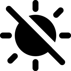 Poster - brightness is turned off or disabled icon with a sun shape and a line going through it in black colo