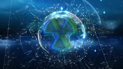 Poster - Showing glowing holographic globe focusing on Africa, featuring 3D rendered nodes, numeric data