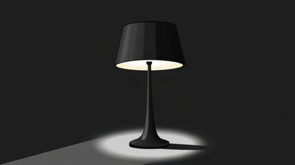 Poster - Illuminated black table lamp casting light on dark surface.