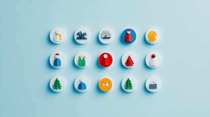 Poster - Colorful app icons on blue background.