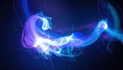 Poster - Abstract Glowing Blue Purple Light Trails Design