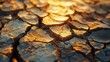 © Igor - Dried creek mud landscape with sun-glazed polygonal cracks creating natural mosaic pattern, golden hour light accentuating depth and texture in warm earthy colors
