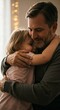 © luwie - Father daughter love happy family hug child parent bonding moment care affection childhood family time together