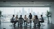 © Slamet - Blurred office meeting city skyline view