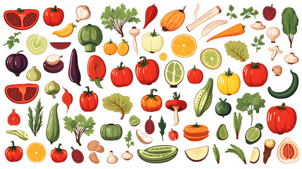  Illustration of a Cartoon Vector Set of Food Elements for Design Projects