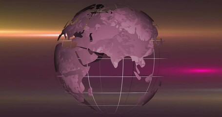 Aufkleber - Stylized globe rotating in digital studio scene, featuring white grid lines over pink continents