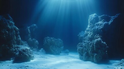 Poster - Glowing underwater reefs populated bioluminescent fish lighting up the sea floor in a beautiful display of natural light